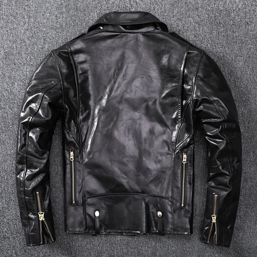 Motorcycle Jacket Retro PU Leather Jacket Men's Slim Fit