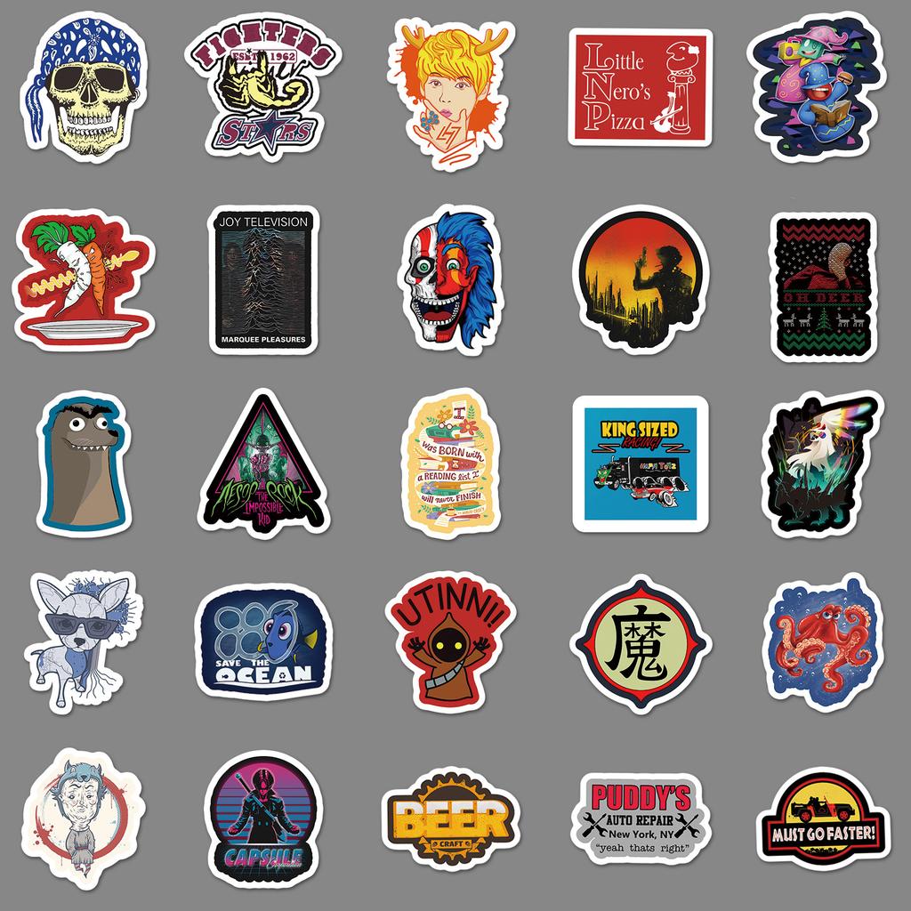 50 Ins Style Suitcase Cartoon European and American Graffiti Notepad Waterproof Travel Box Scooter Sticker