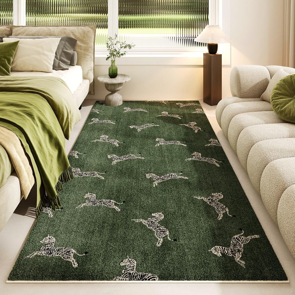 Carpet for Bedroom Non-slip Soft Dirt-resistant Bedside Floor Mat Green Lamb Pattern Rug Long Size Room Layout Decoration Mats