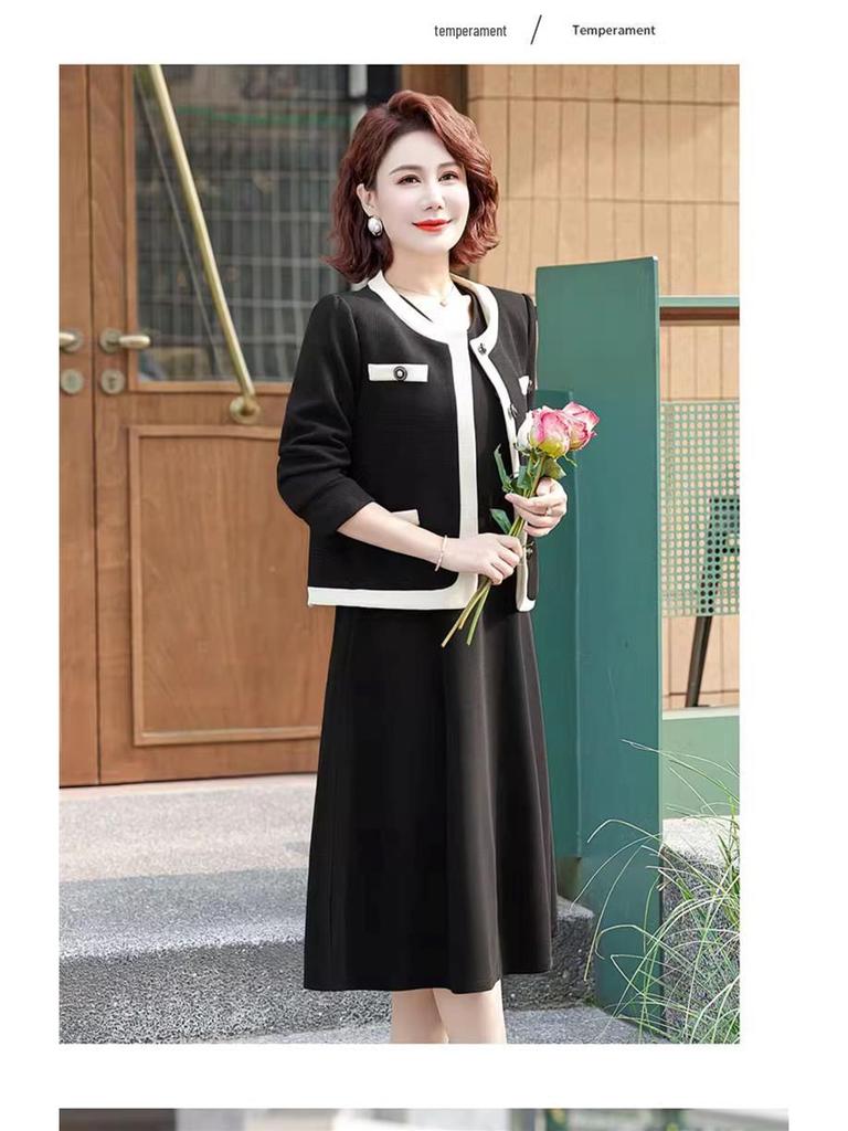 2025 Little Fragrance Style Spring-Autumn Two-Piece Set for Middle-Aged Women