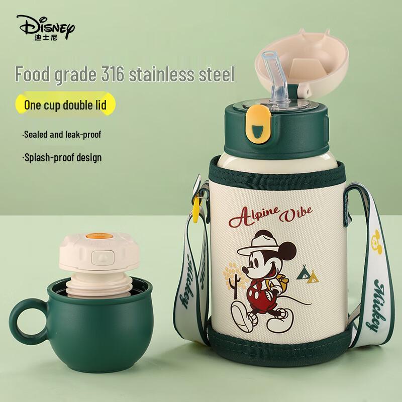 Детская термобутылка Disney 316 SS с двойной крышкой и трубочкой