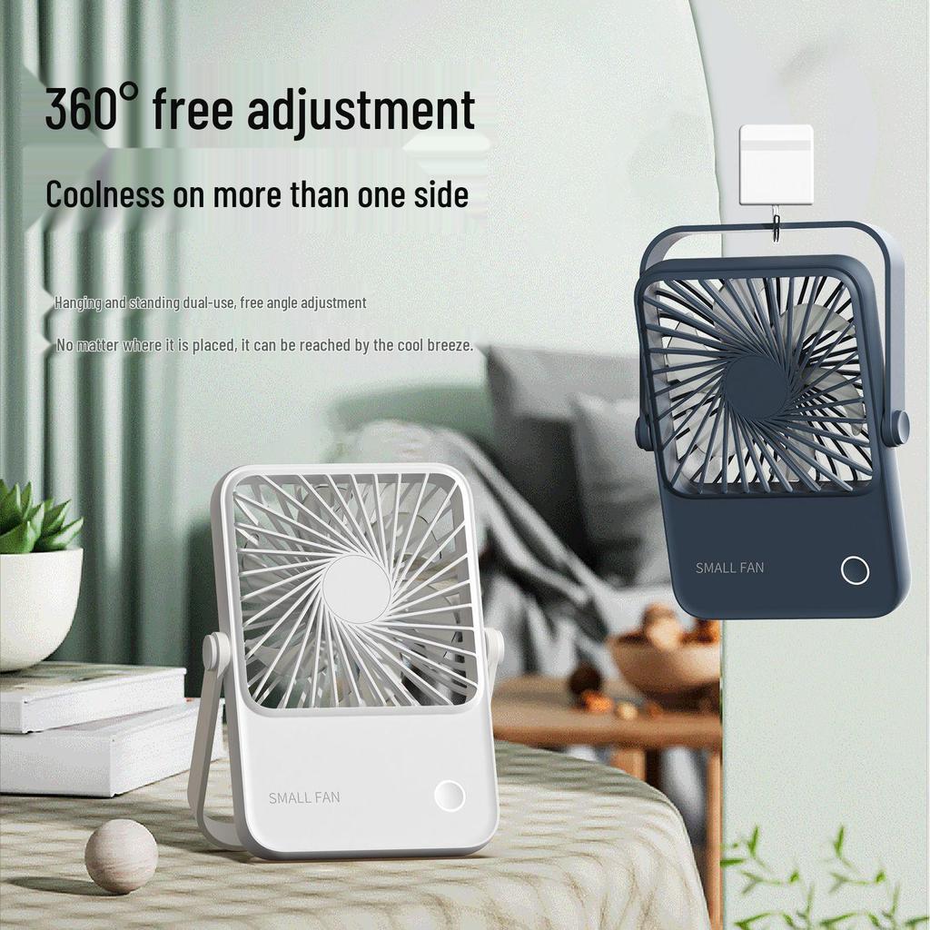 Portable Silent Mini Desktop Fan: Dual-Use Hanging & Standing, Rechargeable for Office & Dorm
