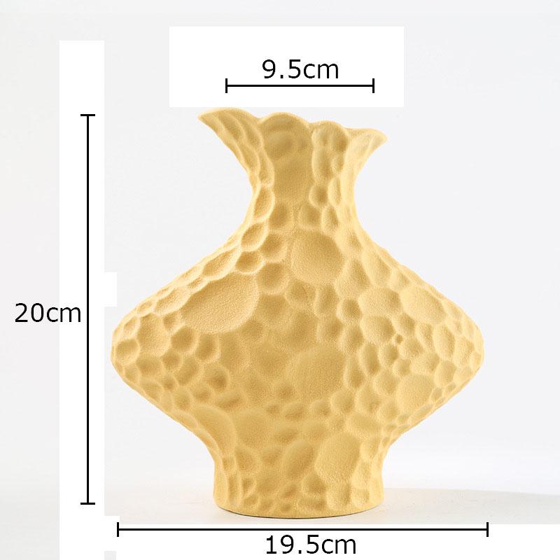 Creative Frosted Wrinkle Ceramic Vase Artificial Floral Decorative Flower Pots Desk Decoration Flowers Arrangement Modern Decor