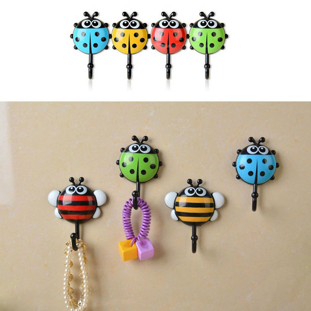 Creative  Bee Cartoon Bathroom Wall Hooks Sucker Nail Hook Wall Decor