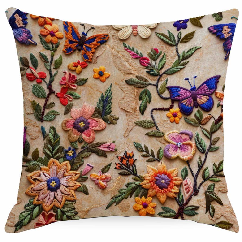New 3D Imitation Embroidered Floral Pillowcase Digital Printed Home Decoration Pillow Sofa Cushion Cover