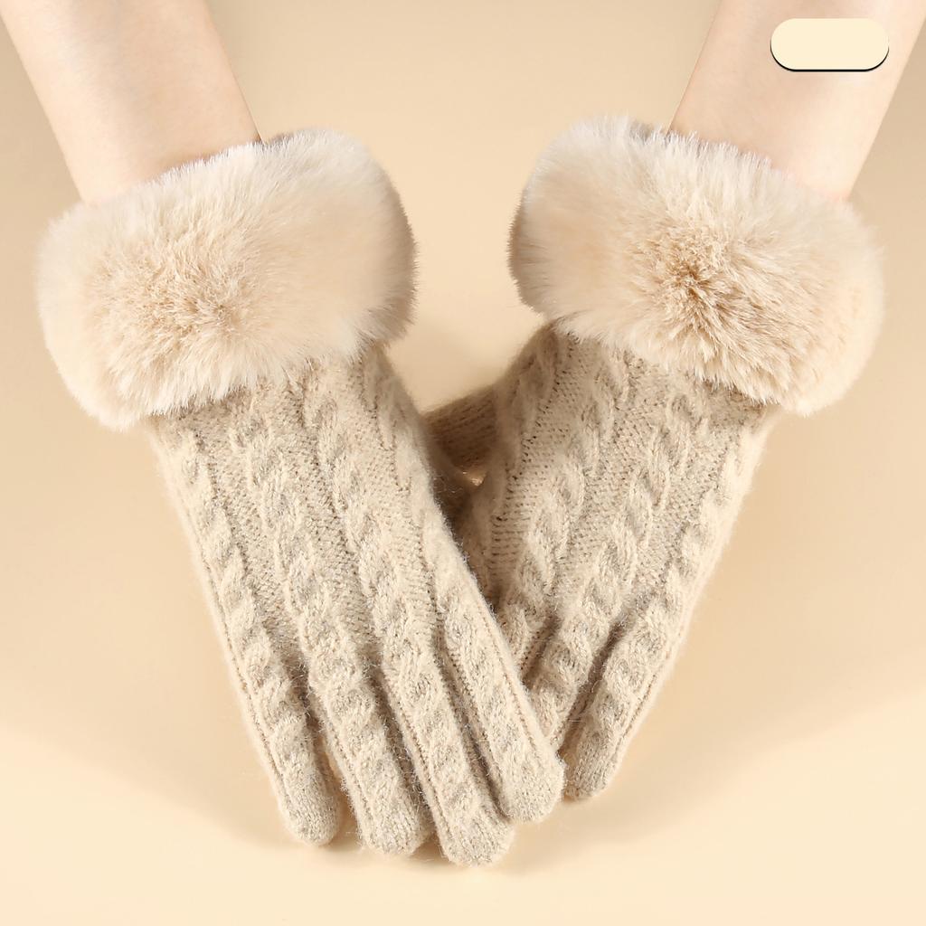 Winter Women Knit Gloves Minimalist Fashion Office Warm Gloves Windproof Riding Outdoor Gloves