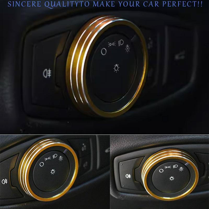 For Lincoln MKC 2015-2019 Gold Alloy Headlight Switch Control Knob Ring Trim 1PC