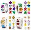 500/1000Pcs Colorful Star Adhesive Holographic Skzoo Zoo Farm Scrapbook Sticker Roll Labels  For Kids Diy Gift Toys