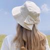 Outdoor Trendy Fisherman Hat with Bowknot Sun Protection Hepburn Style Bucket Caps for Women Fishing Camping Traveling