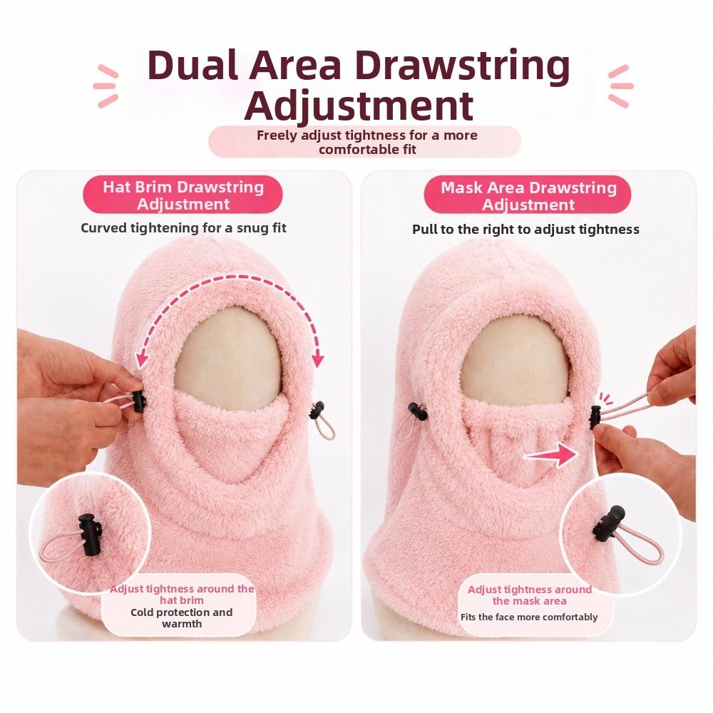 Solid Color Full Face Mask Hat Windproof Winter Hood Hat Cute Ear Protection Cap  Men Women