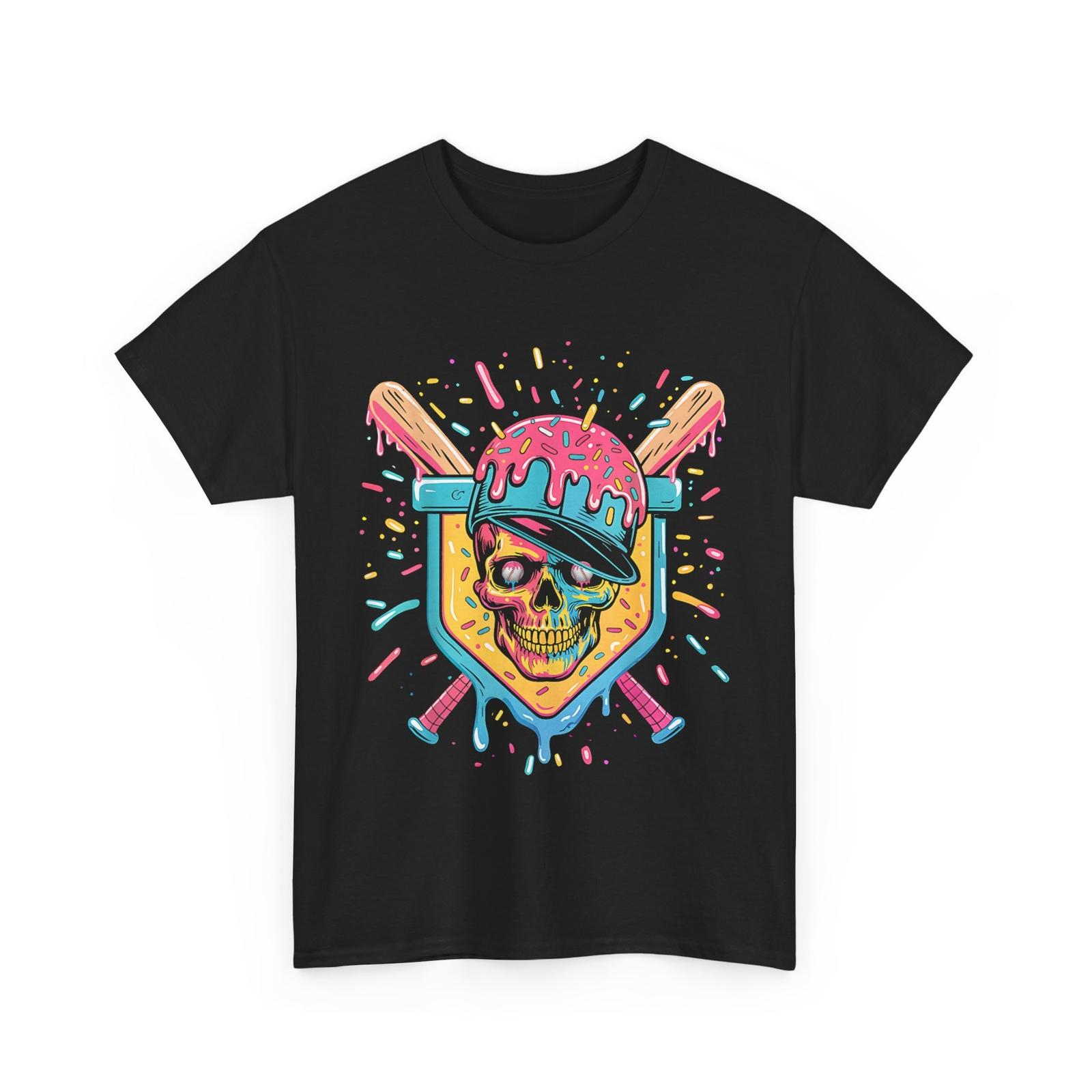 NEW Baseball T-shirt, Baseball Drip Ice Cream Skull Sports Lovers Shirt S