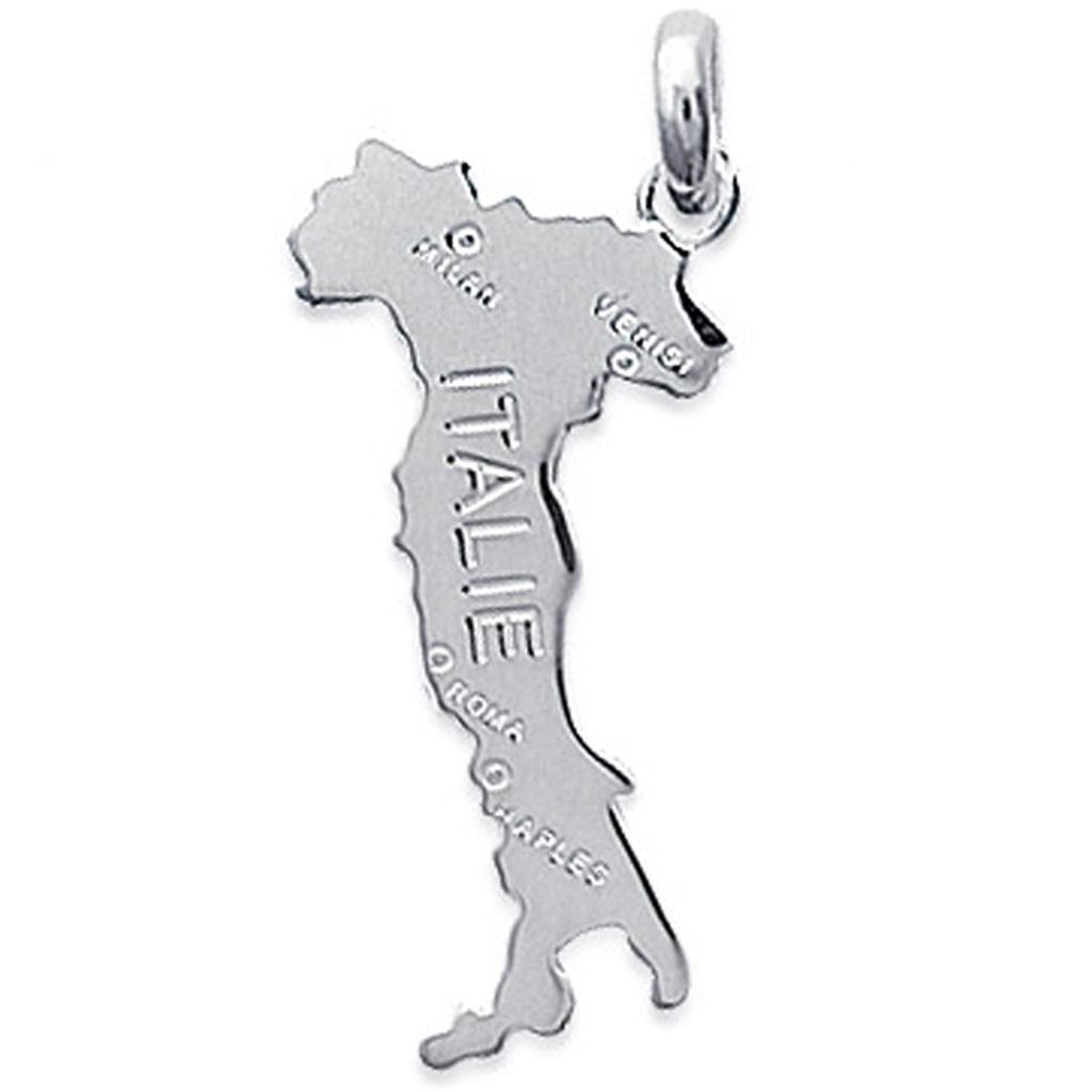 Les Trésors De Lily [N3949] - Silver Pendant 'Italy' (rhodium-plated) - 30x13 Mm