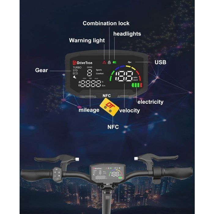 Trottinette Électrique Pliable - DriveTron DT10 - Moteur 3300W - Batterie 52 V 20,8 Ah - Autonomie 65-75 Km - Orange - Double Moteur