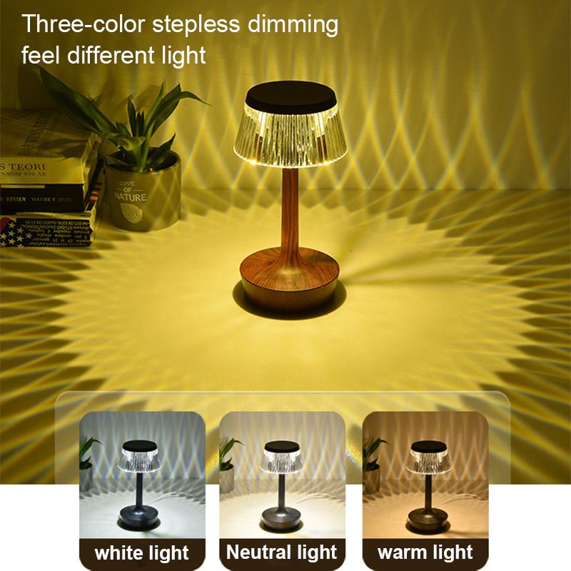 Retro Acrylic LED Table Lamp Rechargeable USB Touch 3 colors Light Dimming for Bedroom Bedsides Bar Atmosphere Iron Desk Light