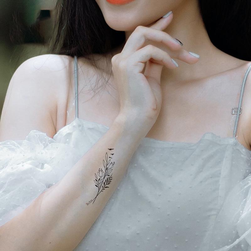 Waterproof Temporary Tattoo Stickers Black Butterfly Rose Transfer Flash Tatoo Women Sexy Neck Hand Chest Body Art Fake Tattoos