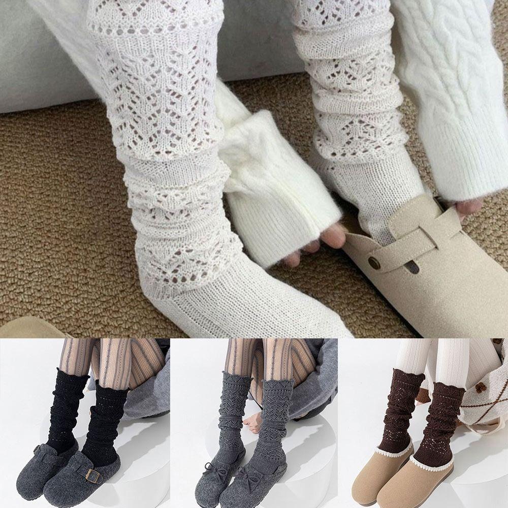 Warmth Hollow Calf Socks Knitted Mid Tube Socks New Stacked Long Tube Socks Autumn Winter