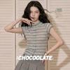 :CHOCOOLATEit Women's Slim Fit Striped Short Sleeve T-Shirt