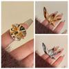 Korean Style Leaf Shape Ring Minority Design Punk Finger Ring Creative Exaggerated Ring  Gift