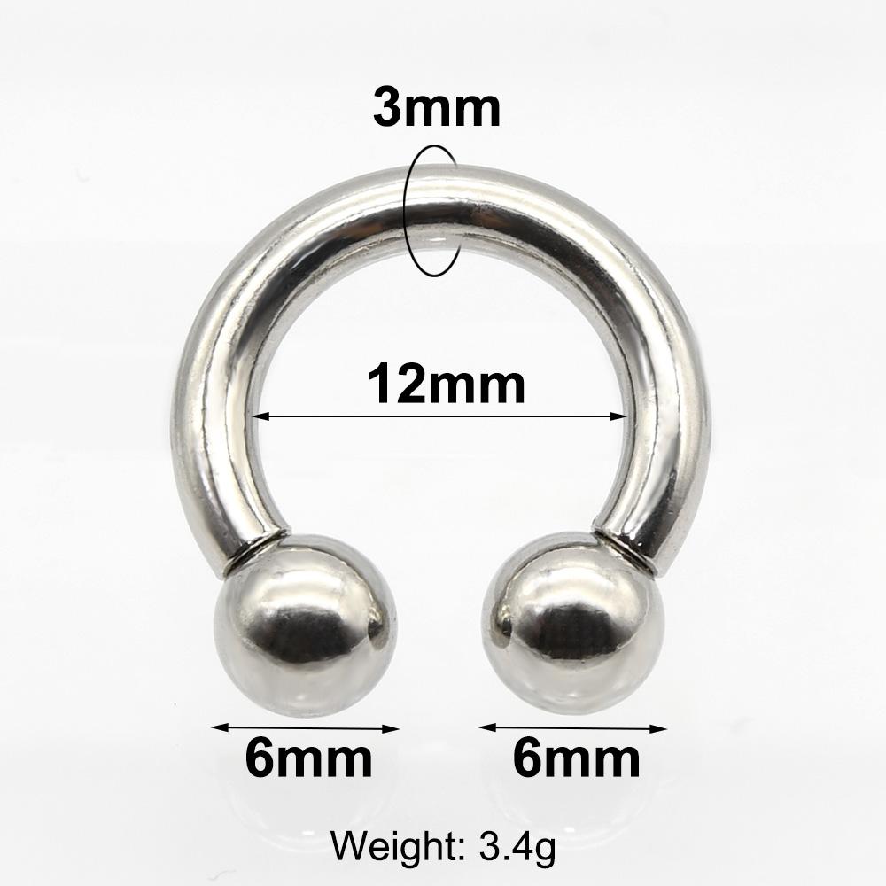 12G-00G Velký průměr Kruhový činkový kroužek z nerezové oceli s vnitřním závitem Piercing do nosu Septum Piercing Rozšiřovač Náušnice do laloku