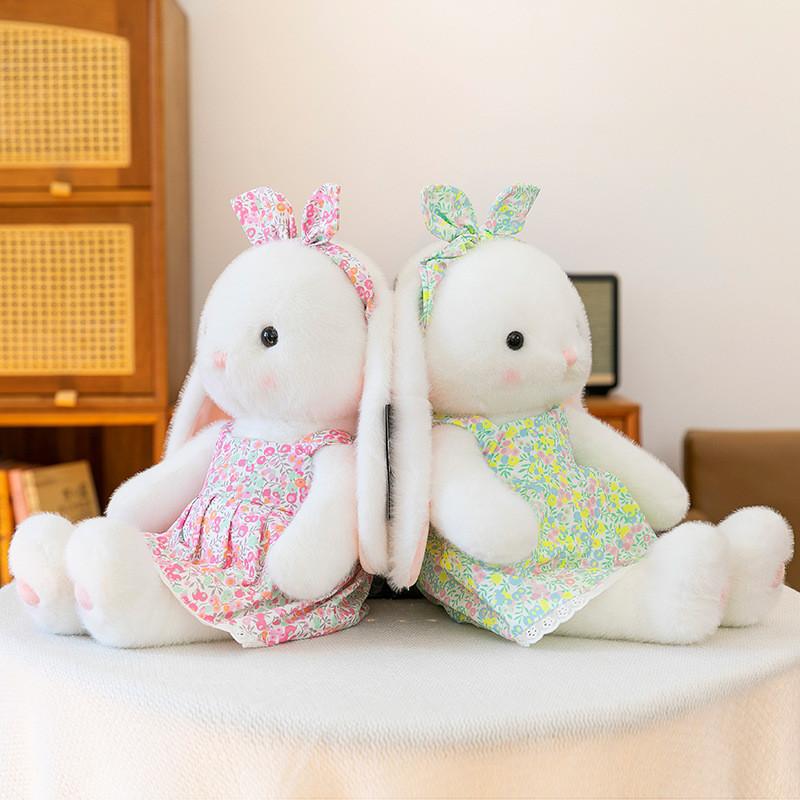 Plush Rabbit Doll With Flower Dress For Kids Girls Gift And Bedroom Decor