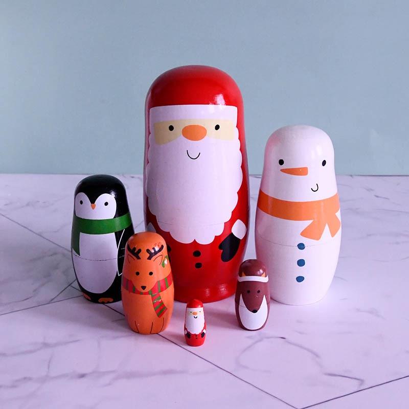 Charming Wooden Santa Claus Nesting Doll Set 6 Layers Of Festive Home Decor And Gifts For The Holidays