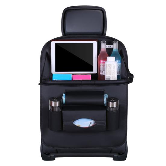 

Автомобильная сумка для сиденья с несколькими карманами, искусственный подвесной органайзер, складной кожаный держатель, полка чёрный