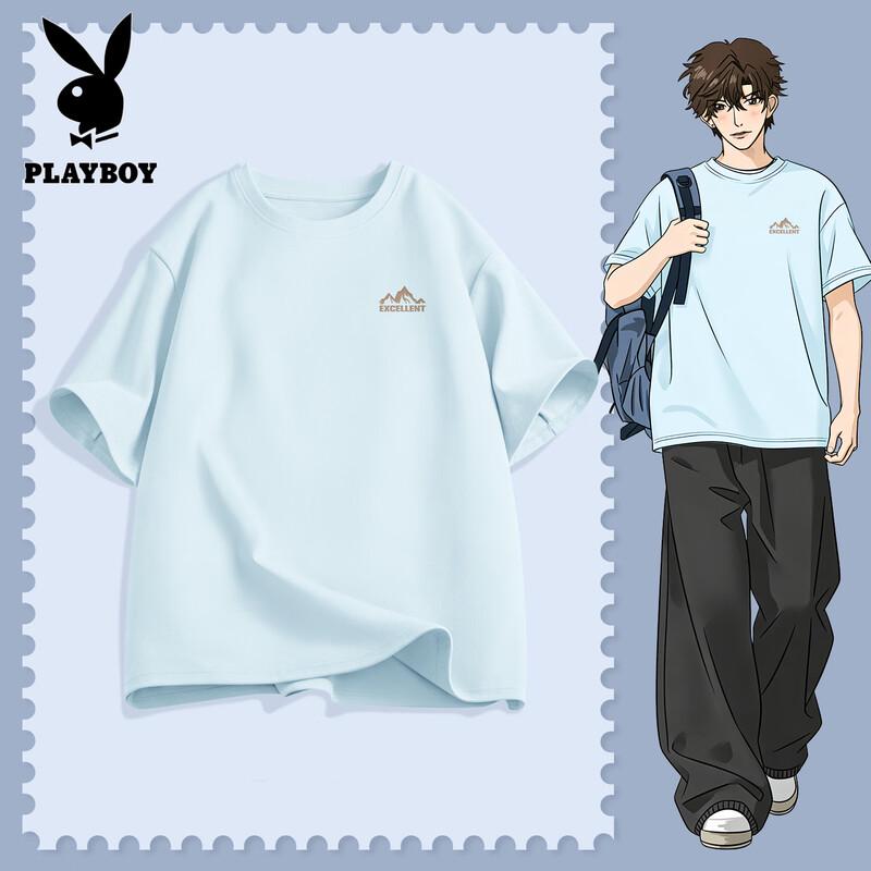 PLAYBOY Men s Pure Cotton Loose Fit Short Sleeve T-Shirt L