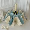 Fully Automatic Ring Buckle Closing Umbrella Sunscreen Color Contrast Color Glue Female Color Glue Student Rounded Corner Safety Parasol