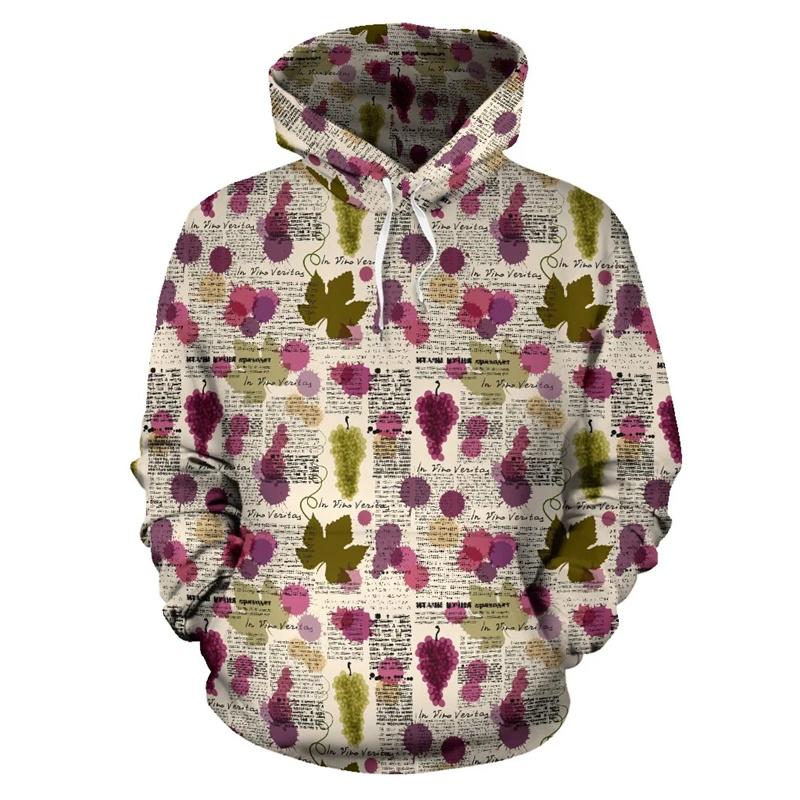 

Harajuku 3D Red Wines Printing Hoodies For Fruit Grapes Graphic Sweatshirts Women Funny Pullovers Mens Hooded Hoody 6XL