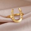 U-Shaped Horseshoe Women Ring Stainless Steel Gold Color Finger Rings Fashion Lucky Jewelry Birthday Gift for Friends