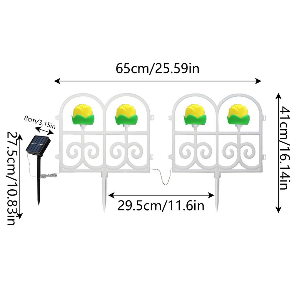 Lighted Christmas Fence 2X Picket Fence Garden Border Waterproof Lighting Fence Decoration For Patio