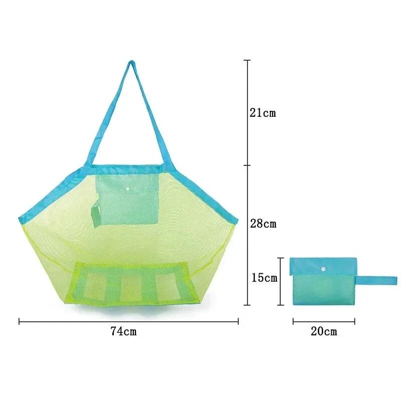1 pièce Sac de plage en maille large multicolore, Sac fourre-tout portable anti-sable avec trou d'accrochage pratique, Respirant Pliable Rangement pour jouets