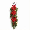 Christmas Teardrop Swag Wreath Artificial Poinsettia Pine Cone Red Berry Hanging Garland For Front Door Wall Home Xmas Decor