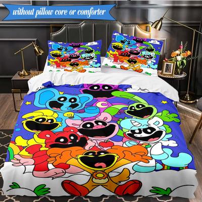Happy Smiling Cartoon 3pcs K-pop Music Group Bedding set,Ideal for Bedroom, Dormitory,Including Duvet Cover And 2pcs Pillowcases,Fan Gifts