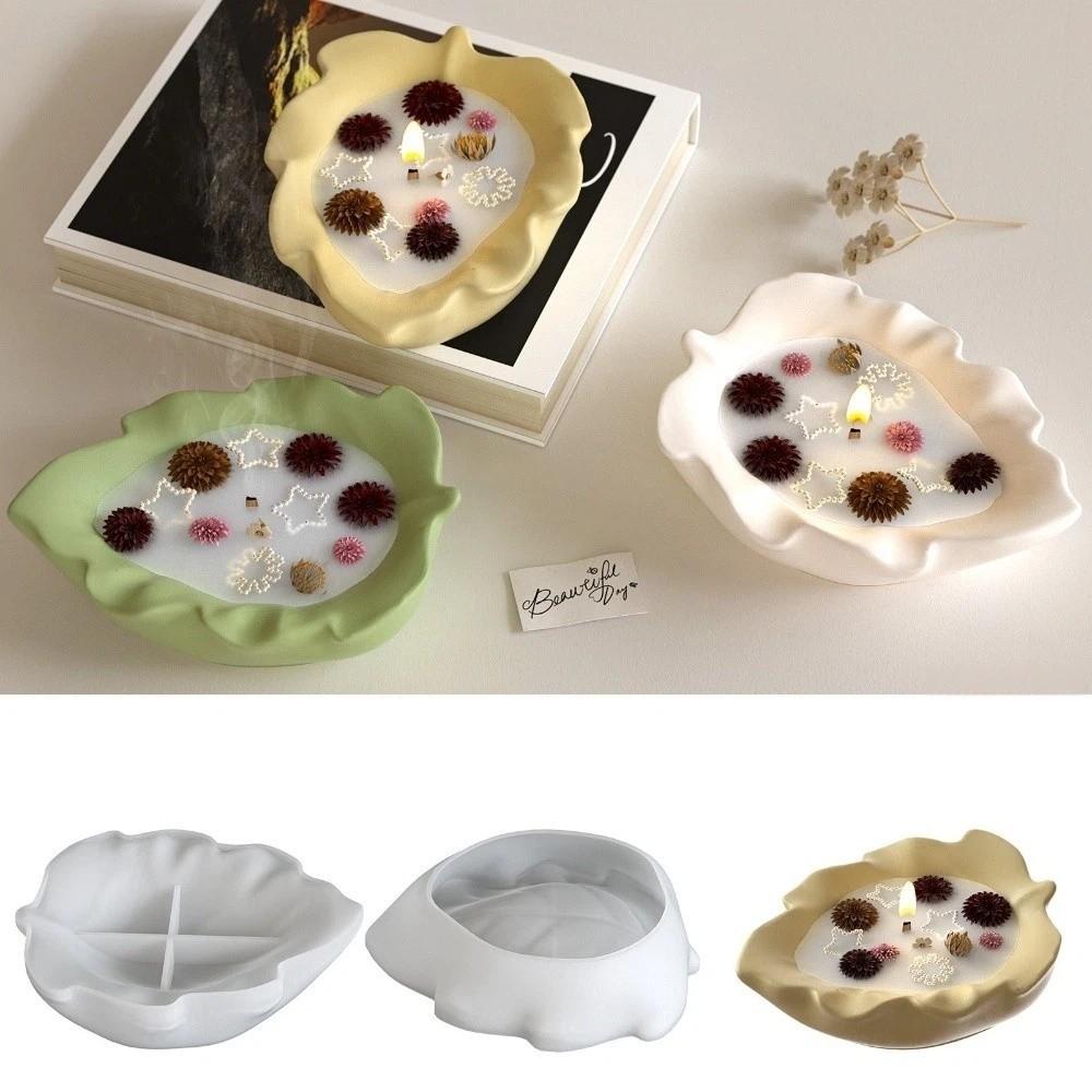 New Soft Silicone Storage Case Mold White Leaf Shape Candle Holder Mold Easy To Demold DIY Crafts Epoxy Resin Mold Home Decor