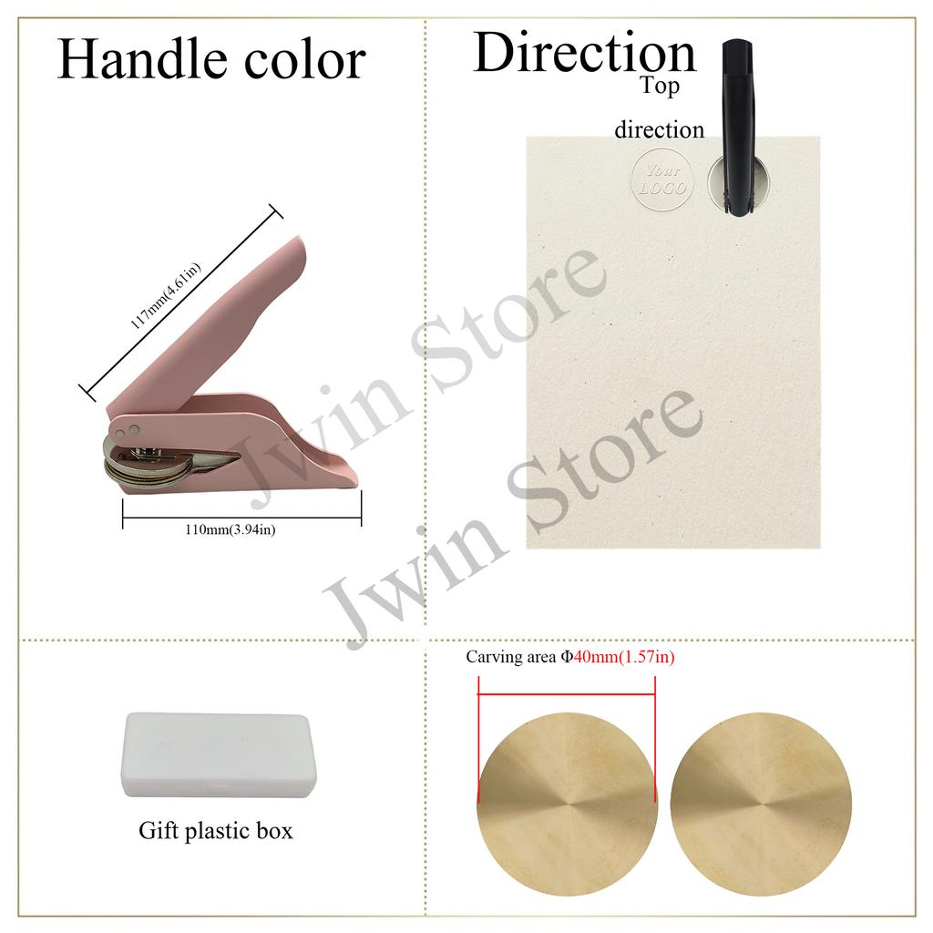 Customize Embossing Stamp with Your Logo Monogram Embosser Seal for Wedding Invitation DIY Craft 40mm Diameter
