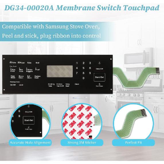 DG34-00020A Range Membrane Switch Touchpad Compatible with Samsung Electric Ranges Ovens, Replaces AP5623392, PS4240764, for NE594R0ABSR,