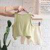 Sommer Dünnes Ärmelloses Cardigan-Set Einfarbige Lässige Kinder-Sets Weste+Shorts Zweiteiliges Set