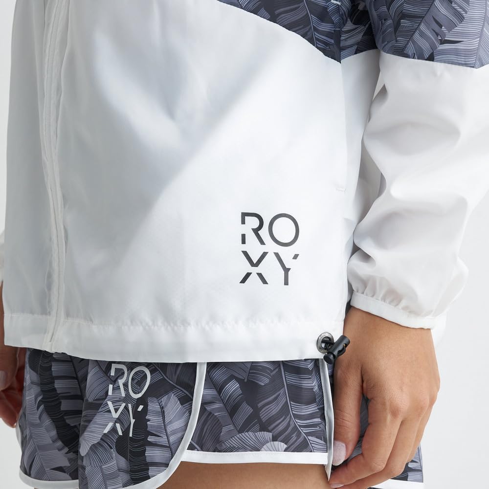 Roxy Print Hooded Jacket Medium Women's Water-Repellent (RJK241504) White,
