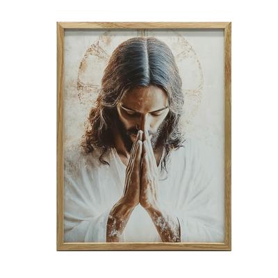 Jesus In Prayer - Religious Poster Jesus In Prayer - Religious Poster, 30X40 Cm, Black Aluminum Frame, 230 Gsm Matte Paper