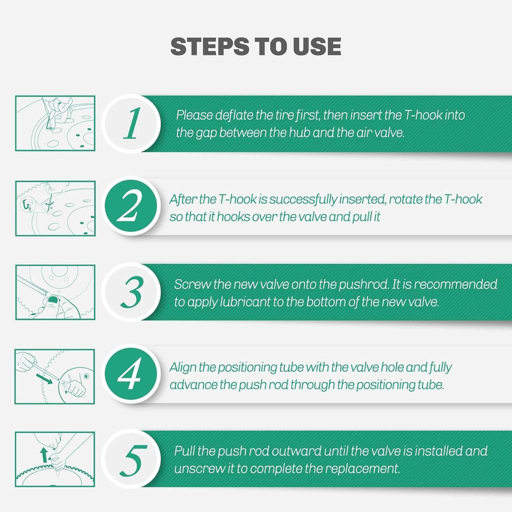 Tire Valve Stem Core Quickly Replacement Tool Kit,Perfect Tool For Replacing Leaky Valves In Cars,Trucks,Motorcycles, Etc.With 4PCS TR413 Valve Stems