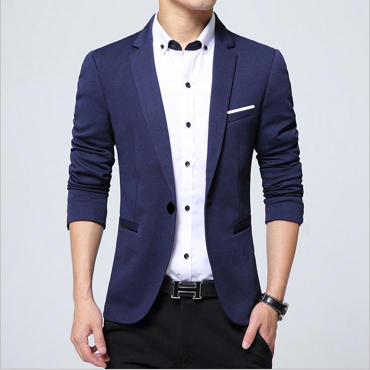 Men's Slim Fit Casual Solid Color Suit Jacket