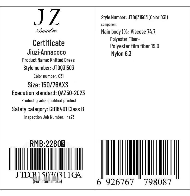 Jiusi Annakol V-ringad Hålstickad Klänning