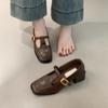 French Retro Square Head Thick Heel Single Shoes Female Spring and Autumn Evening Breeze Korean Version Fairy High Heels Mary Jane Small Leather Shoes