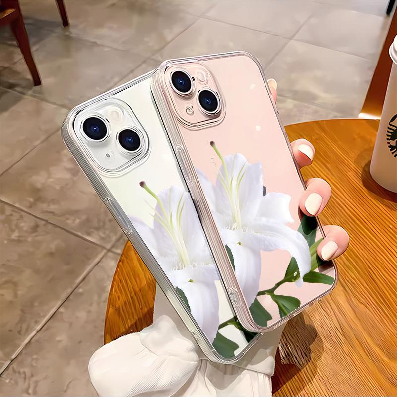 Lily Mobile Phone Case Is Suitable for Iphone12 Simple Small Fresh Transparent Case Apple 17promax All-inclusive Anti-drop.