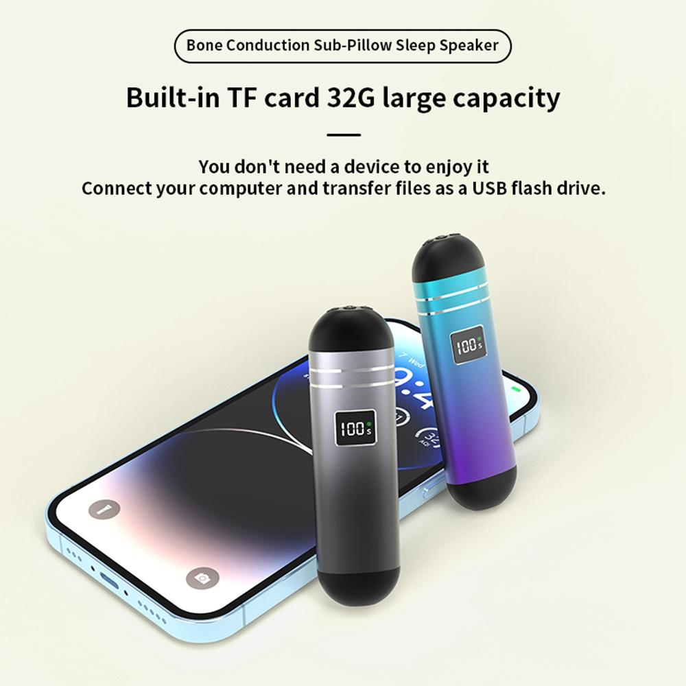 QY09 Bone Conduction Speaker with 32GB TF Card Mini Wireless Audio Device BT Sleep Aid for Bedroom/Dorm/Office