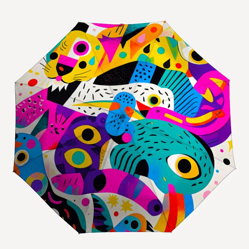

1pc Abstract Animals Automatic Open/Close Umbrella Compact Folding Umbrella, All-Season Portable Umbrella for Women/Men134