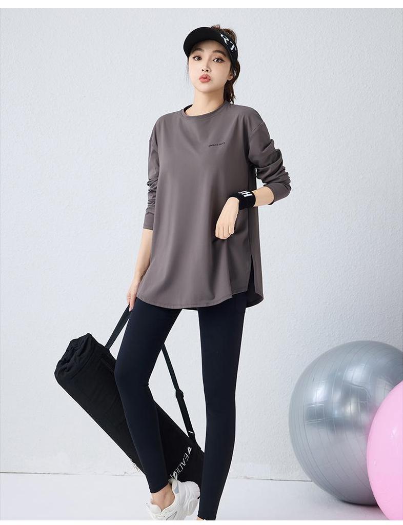 Women's 2026 Three-Piece Yoga Set: Loose Long Sleeve, Tapered Pants, Sporty Letter Vest Fitness Wear