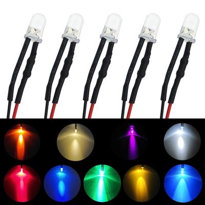 5X F5 5mm Rotund 20cm Precablat DC 12V LED Bec Bec Alb Roșu Albastru Verde Galben Alb Alb Cald Diode Emițătoare