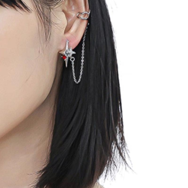 No Pierced Point Star Earring With Stone For Cartilage Ear Cuff Party Or Wear
